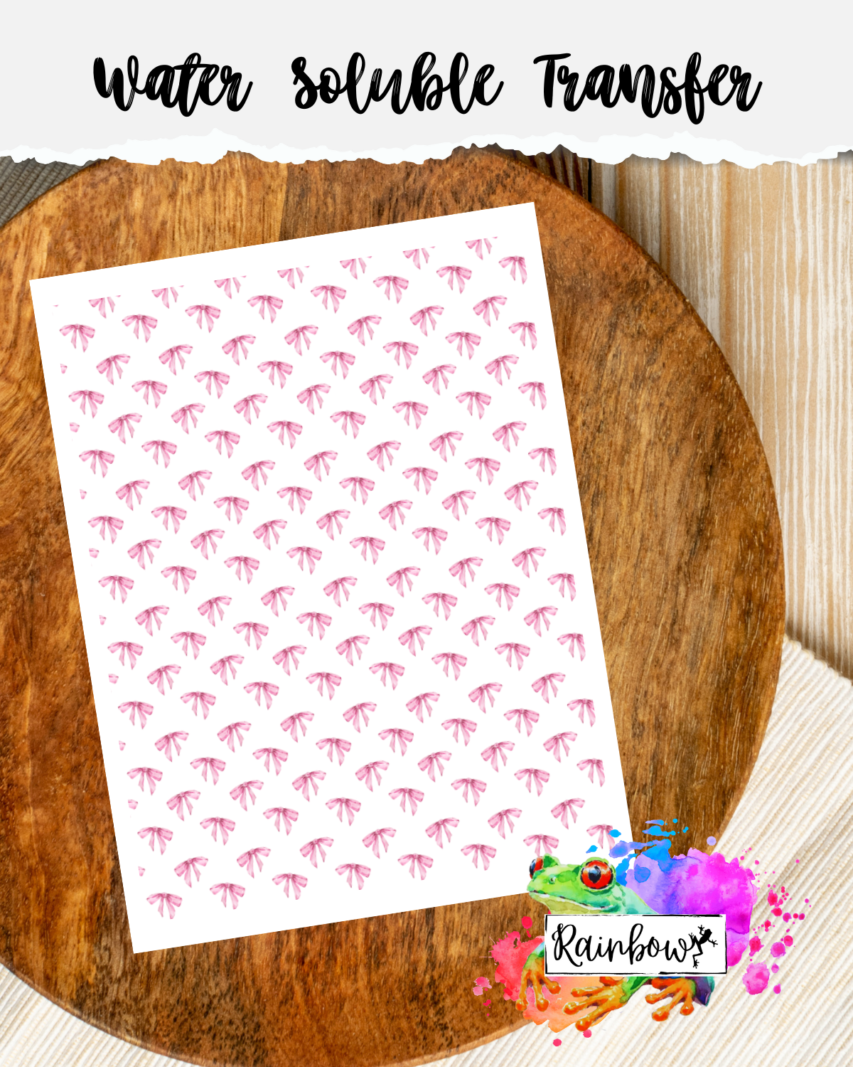 Water Soluble Transfer Paper - Pink Bows
