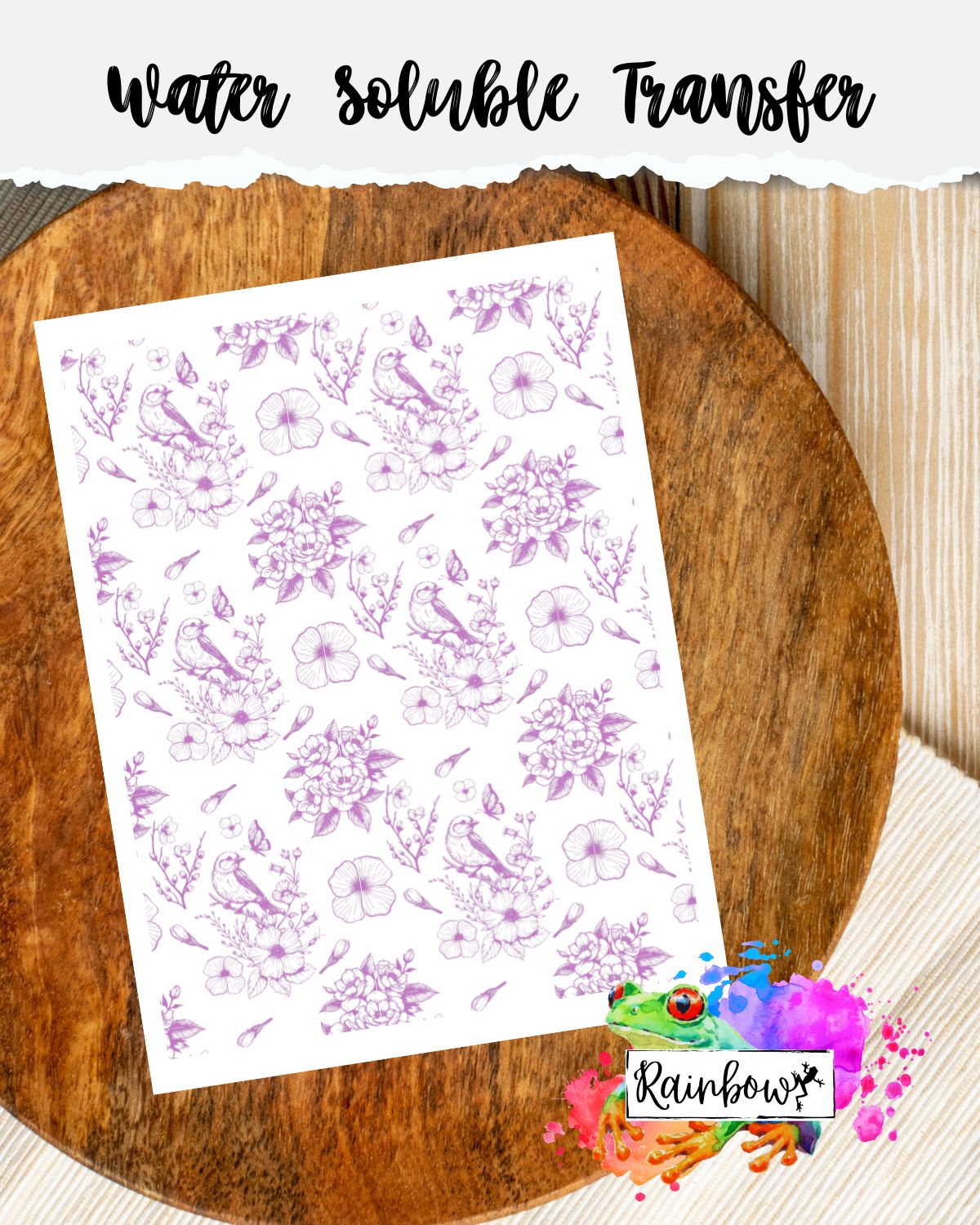 Water Soluble Transfer Paper - Lavender Birds & Florals
