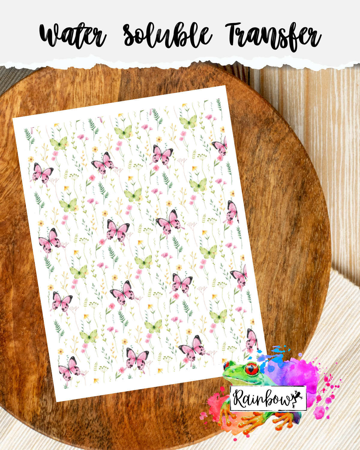 Water Soluble Transfer Paper - Pink & Lime Butterflies