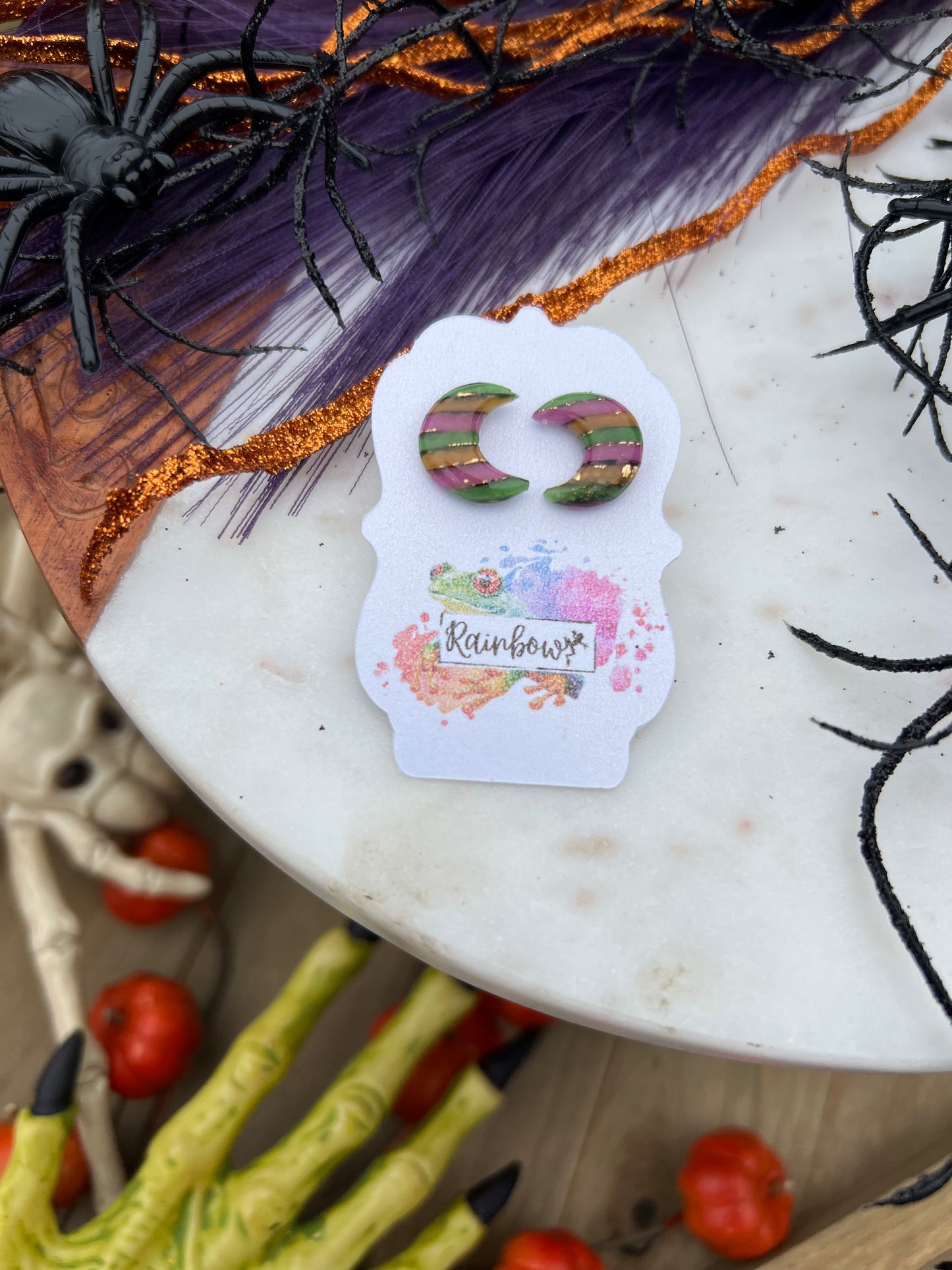 Halloween Marble, Moon Studs