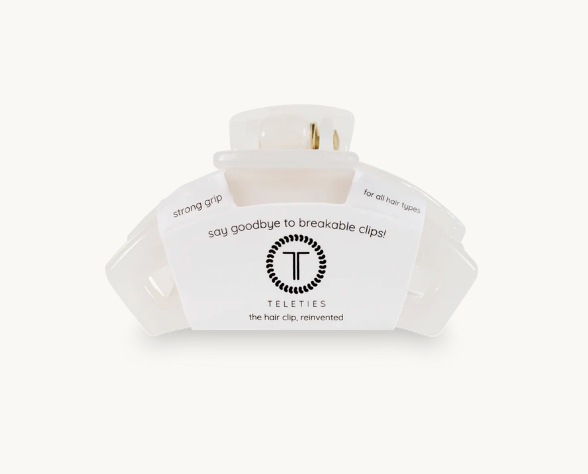 Teleties Open Hair Clip, Coconut White