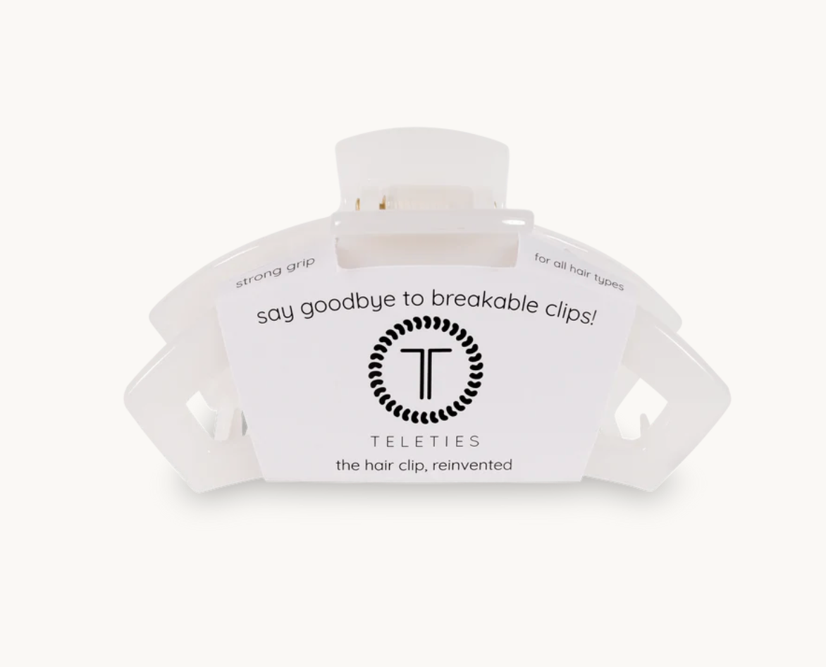 Teleties Open Hair Clip, Coconut White