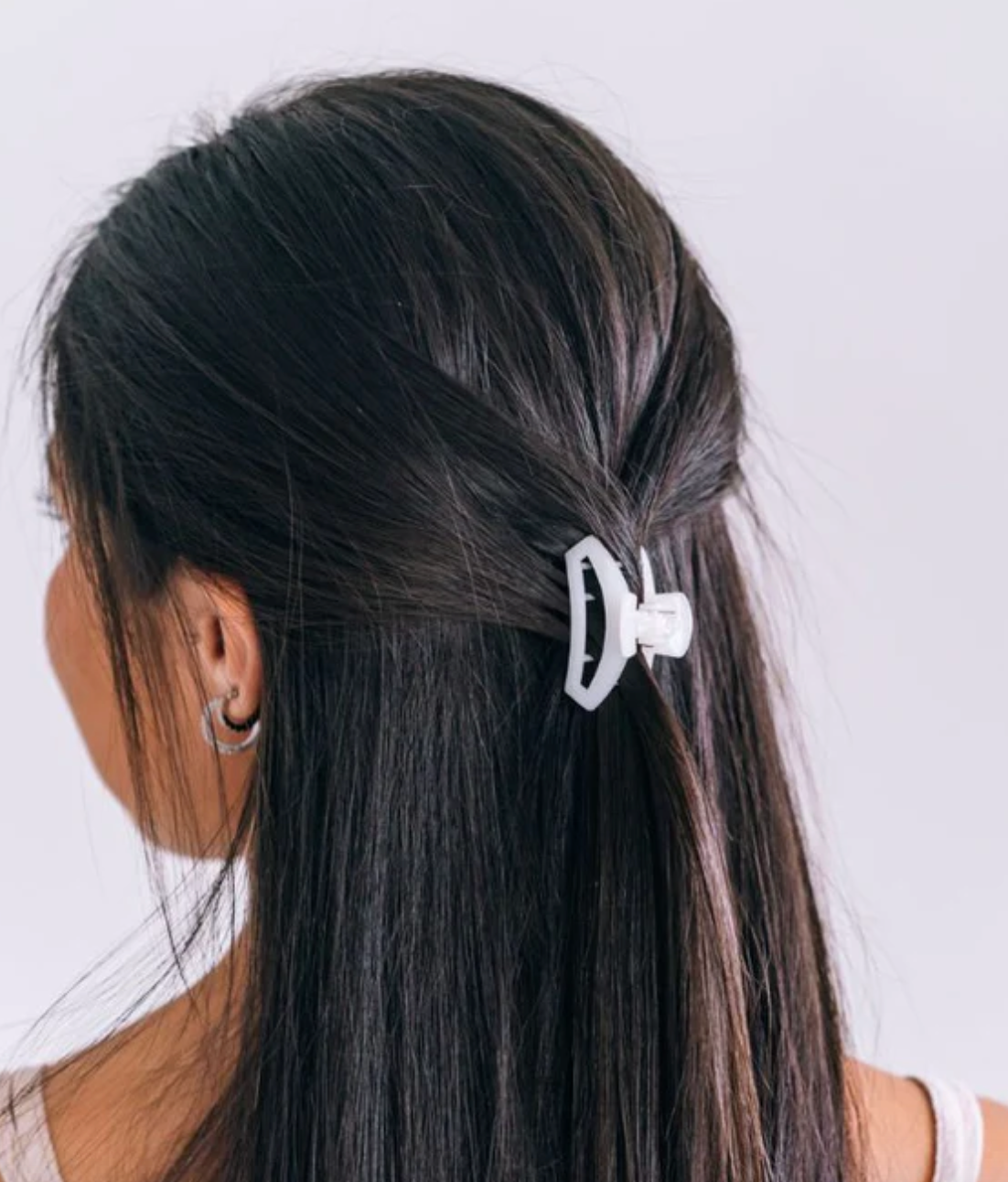 Teleties Open Hair Clip, Coconut White