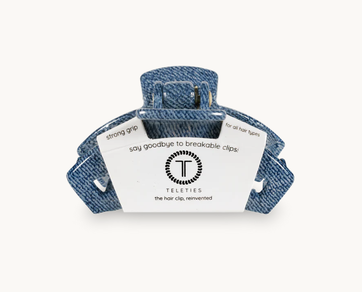 Teleties Open Hair Clip, Denim