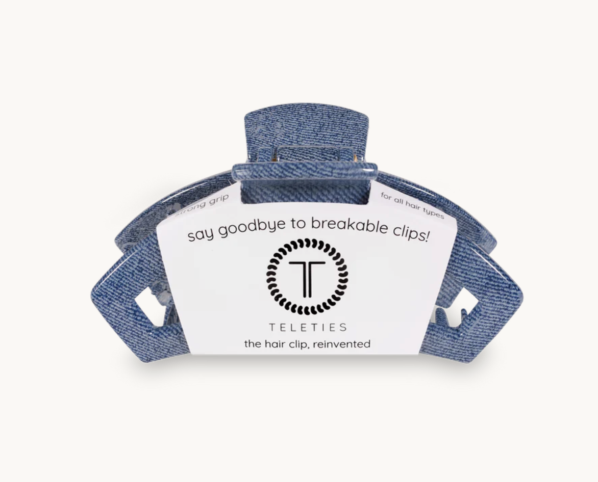 Teleties Open Hair Clip, Denim