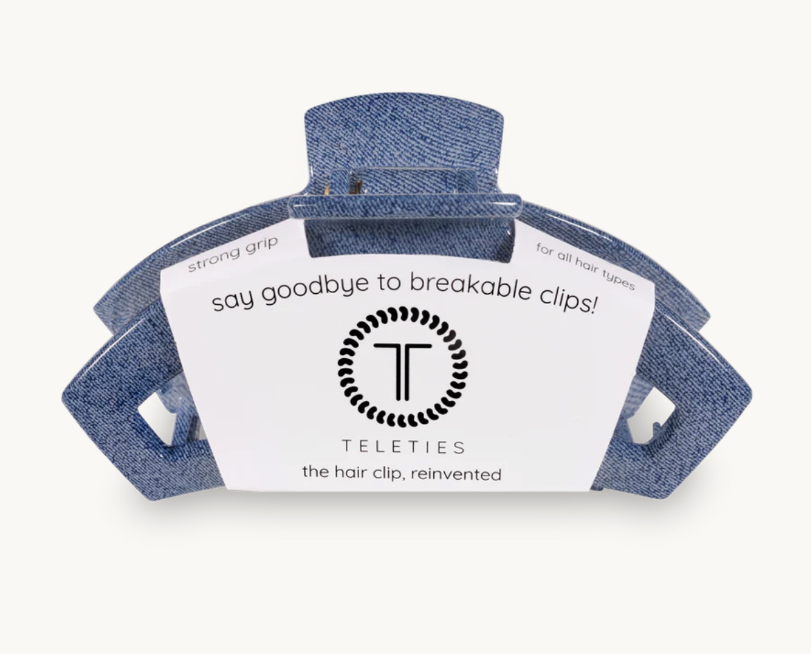 Teleties Open Hair Clip, Denim