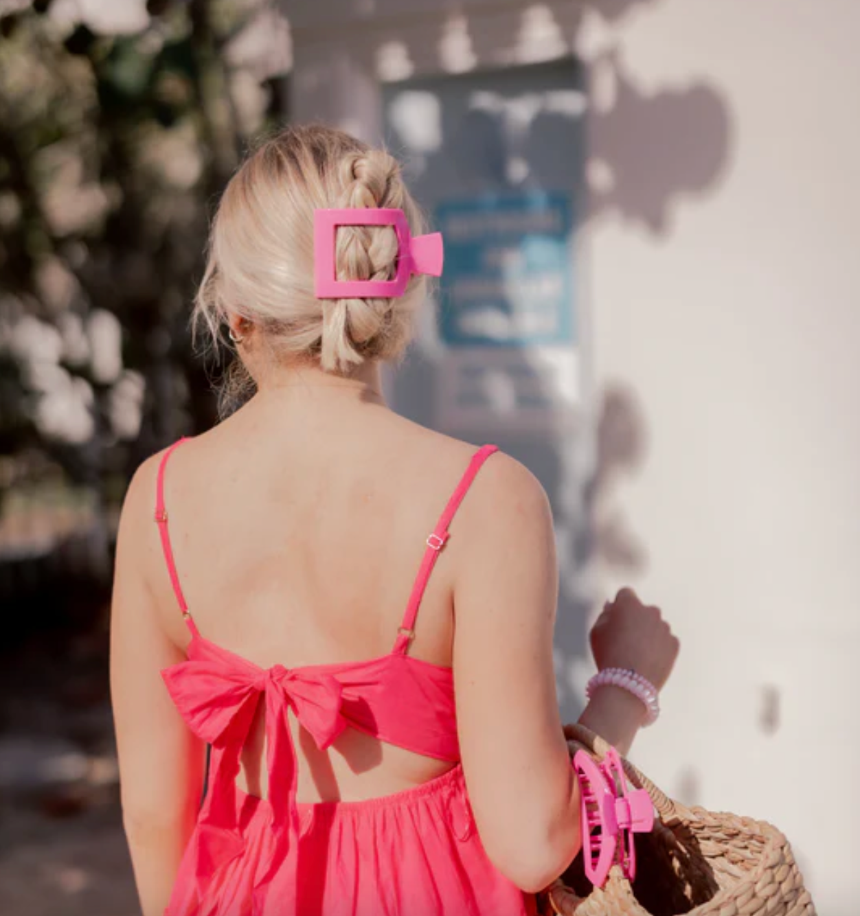 Teleties Square Flat Clips, Paradise Pink