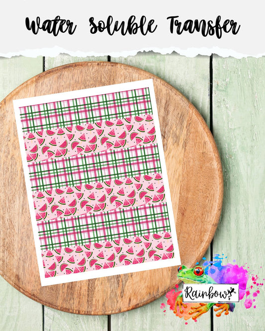 Water Soluble Transfer Paper - Watermelon Plaid
