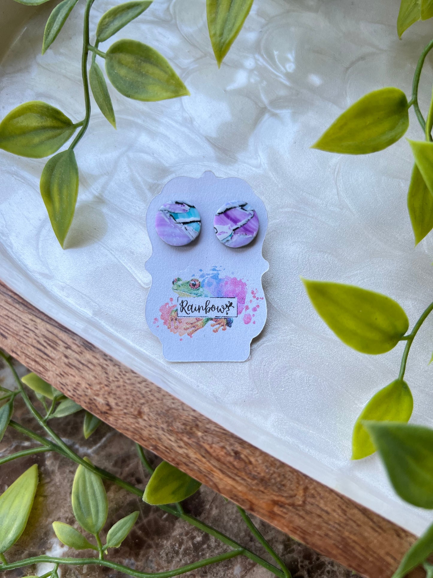 Plum & Teal Watercolor, Circle Studs