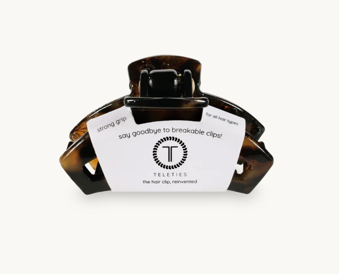 Teleties Open Hair Clip, Tortoise