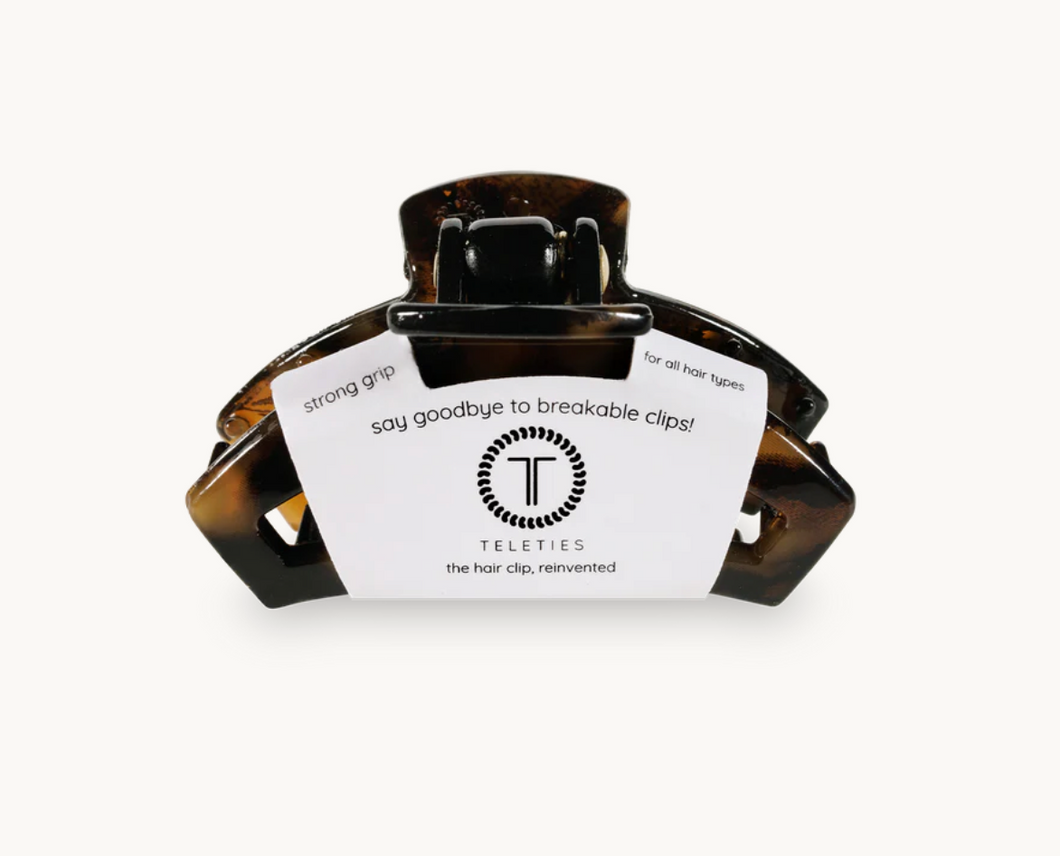 Teleties Open Hair Clip, Tortoise