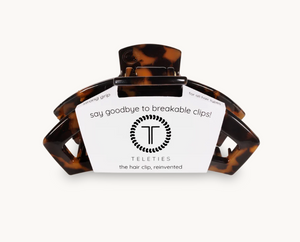 Teleties Open Hair Clip, Tortoise