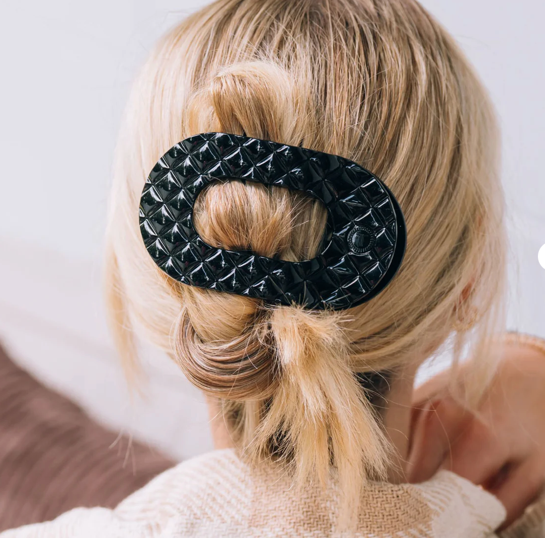 Teleties Round Flat Clips, Jet Black