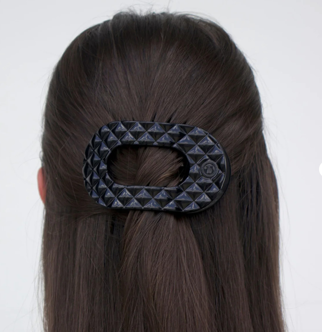 Teleties Round Flat Clips, Jet Black